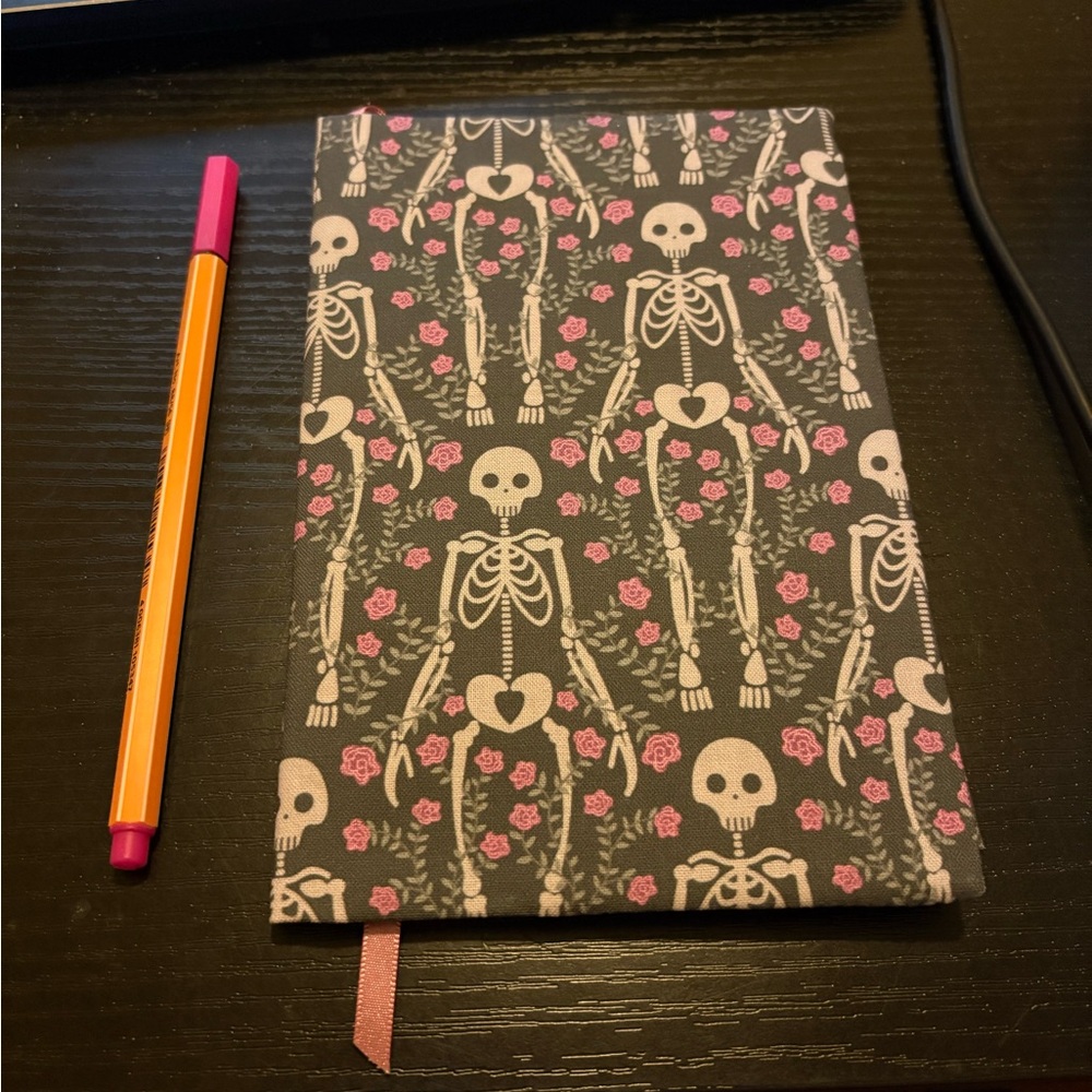 Reversible fabric book cover.